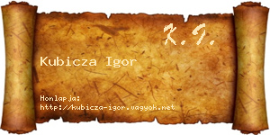 Kubicza Igor névjegykártya